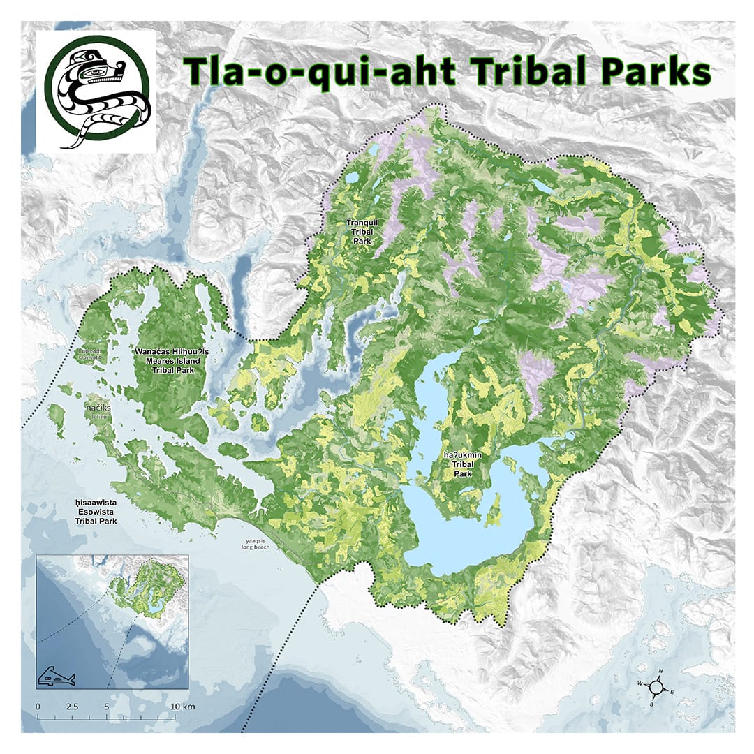 Description: Map showing the territory of the Tla-o-qui-aht Tribal parks.