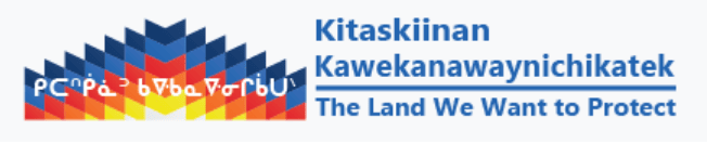The Kitaskiinan Kawekanawaynichikatek logo and preview of their website.