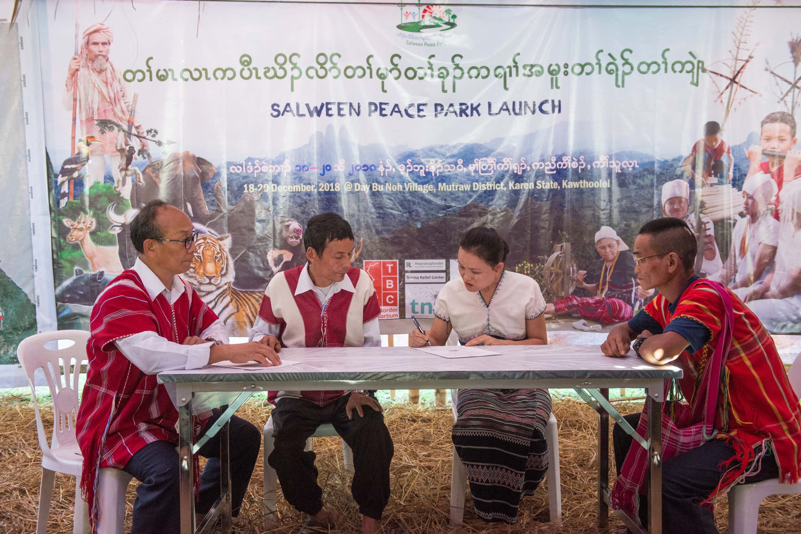 Signing the Salween Peace Park declaration, December 2018