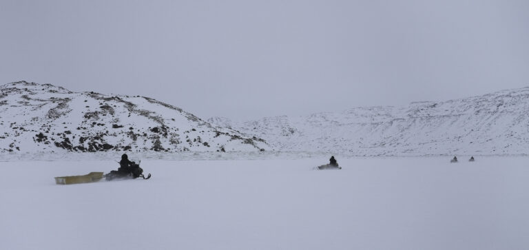 Hunters going out on a polar bear hunt north of Kangiqsualujjuaq, Nunavik